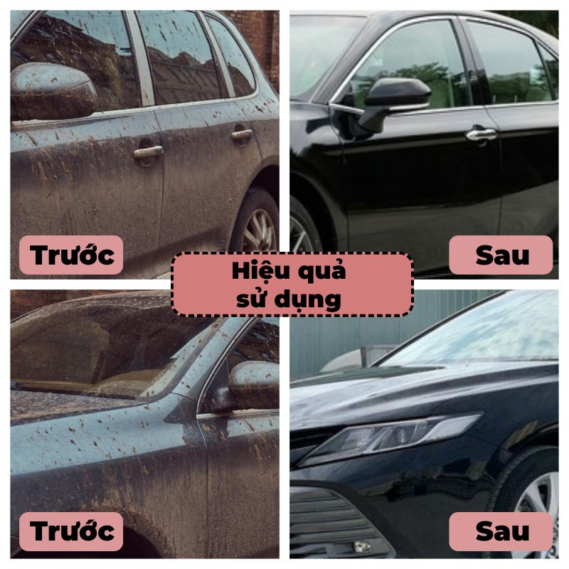 Hiệu quả trước và sau khi sử dụng bột rửa xe